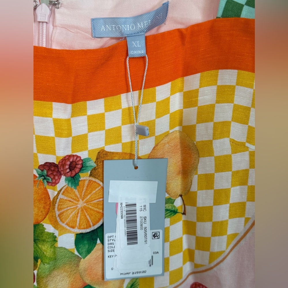 NWT Antonio Melani Eliana Printed Linen Square Neck Dress Size XL - Picture 5 of 6